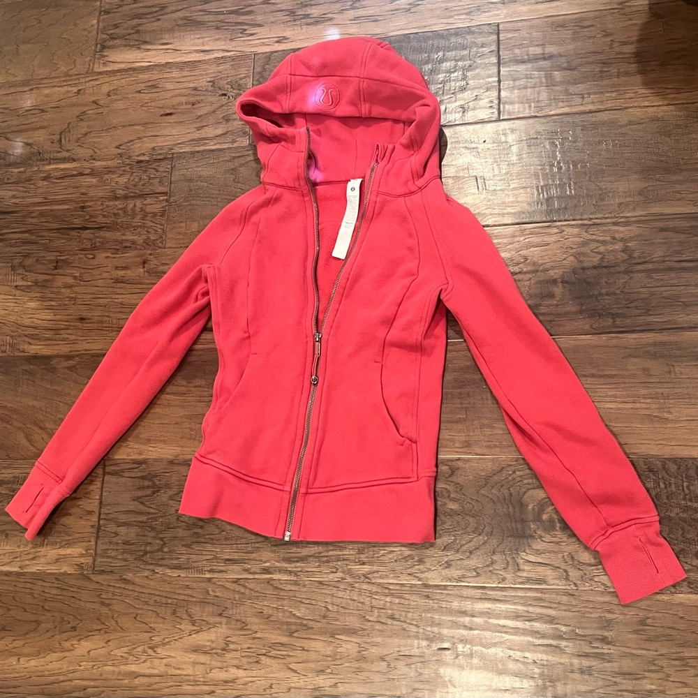 Red Lululemon Scuba Full-Zip Hoodie in size 2.